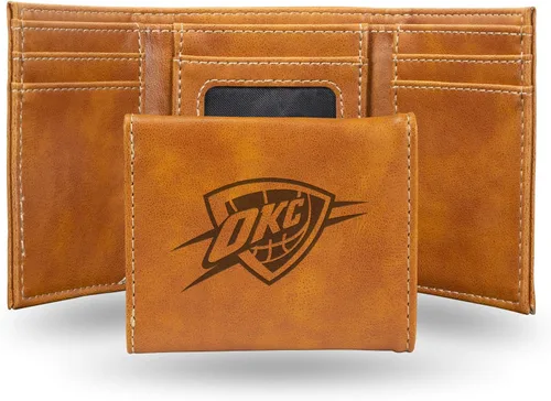 Miniatura 8 de NBA Rico Industries - Billetera triple grabada con láser y tres pliegues, accesorio para hombre Negro
