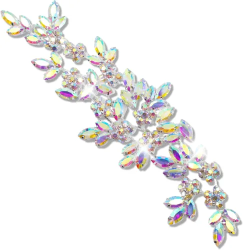Miniatura 11 de PEARLY JUN Parches de apliques de cristal con diamantes de imitación para bricolaje, con cuentas, ropa de costura para cinturón de boda, vestidos