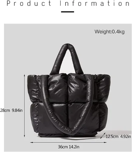 Miniatura 5 de Bolsa de mano acolchada grande para invierno, suave, acolchada, para hombro, de lujo, a la moda, para mujer