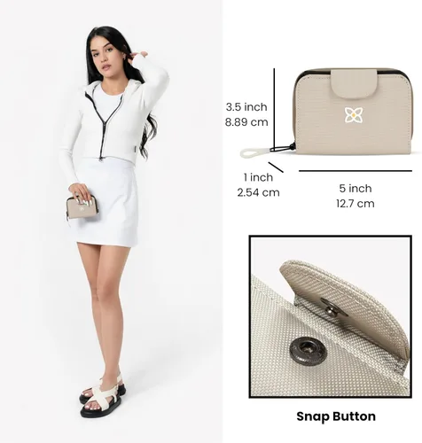 Miniatura 29 de Sherpani Barcelona, pequeña cartera de nailon plegable con bolsillo con cremallera para mujer, bolsa de viaje, protección RFID