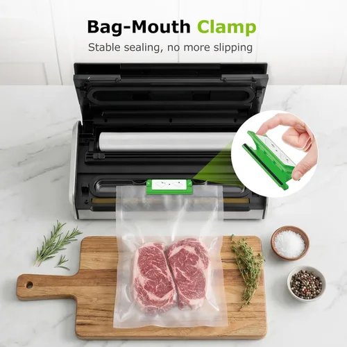 Miniatura 5 de Bonsenkitchen Sellador al vacío para alimentos, máquina selladora al vacío de alimentos con una sola mano con temporizador digital, sello más ancho