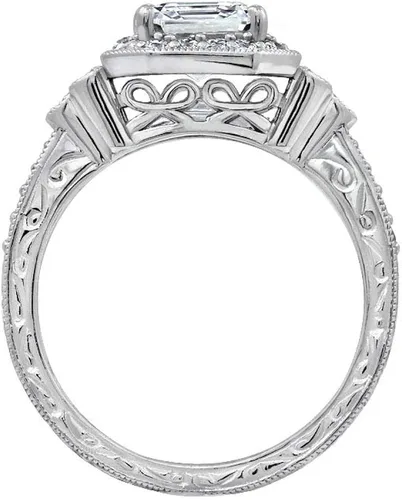 Miniatura 2 de Tienda Collection Platinum-Plated Sterling Silver Antique Ring set with Asscher-Cut Infinite Elements Cubic Zirconia