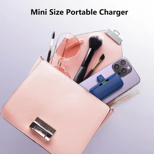Miniatura 5 de [Paquete de 2] Mini cargador portátil de 5000 mAh, batería portátil de 3 A PD USB C, pantalla LCD, batería compatible con iPhone 16/15/15 Plus/15