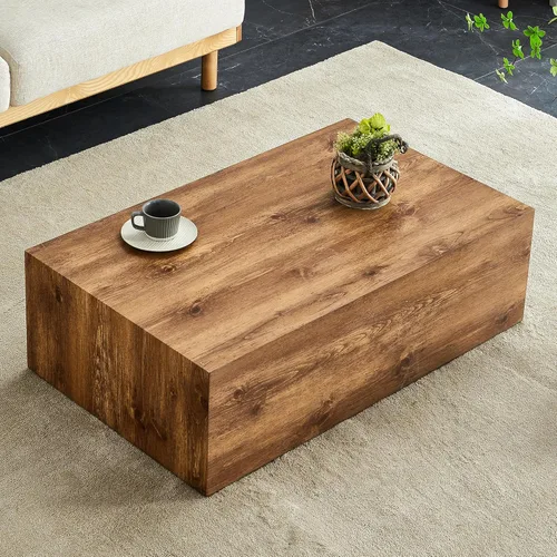 Miniatura 10 de Mesa de centro rectangular de madera de 47.2 pulgadas, mesas de centro modernas de mediados de siglo para sala de estar, parte superior de MDF