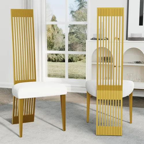 Miniatura 25 de Boucle - Juego de 8 sillas de comedor negras, modernas sillas de comedor tapizadas con respaldo alto con marco de acero inoxidable resistente
