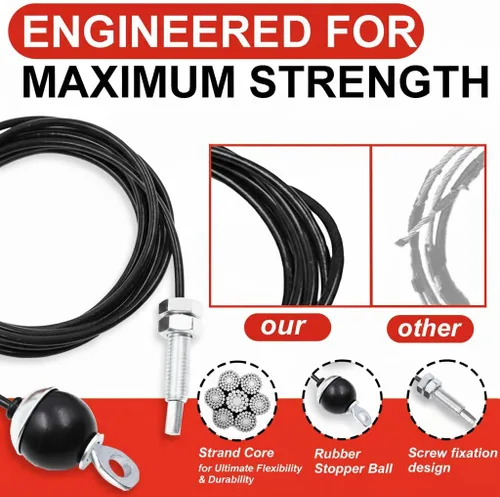 Miniatura 3 de J Bryant Cable de repuesto para gimnasio de fitness, polea de fitness, 0.197 in, cuerda de alambre de acero resistente para gimnasio en casa, polea