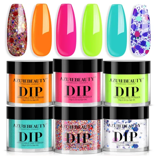 Miniatura 13 de AzureBeauty Juego de uñas en polvo de inmersión, 6 colores marrón nude, tonos de piel, polvo de inmersión natural, arte de uñas francés, salón