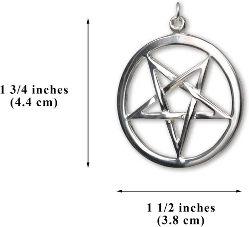 Miniatura 7 de Colgante de pentagrama de pentáculo invertido de plata de ley, Metal, No es una piedra preciosa