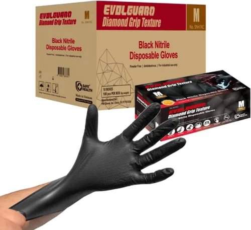 Miniatura 6 de Safe Health Guantes desechables industriales de nitrilo, color negro, 6 mil, naranja de 8 mil, textura de diamante Naranja 1 Caja de 900 Pcs-xxl