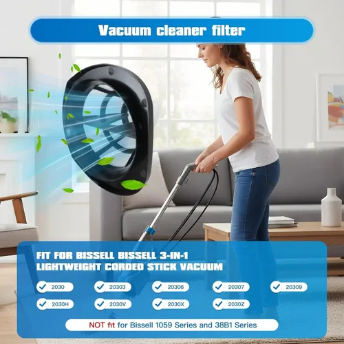 Miniatura 6 de Paquete de 4 filtros de vacío 2030 y 4 filtros de espuma para aspiradora Bissell 2030 de peso pluma, modelo 2030 2030L 20303 20306 20307 20309 2030H