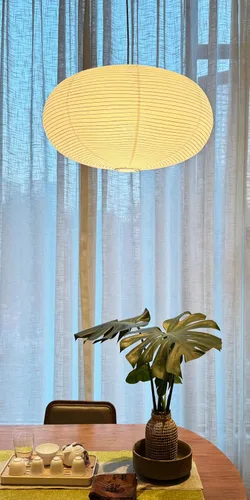 Miniatura 5 de Lámpara colgante oblata blanca grande 21.9 in (21,85 pulgadas) Chinses linterna decoración del hogar pantalla de techo de papel