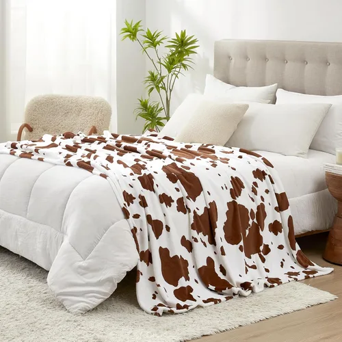 Miniatura 27 de Cozy Bliss Manta mullida con estampado de vaca para sofá, manta gruesa, suave y cálida de forro polar que no desprende para decoración occidental