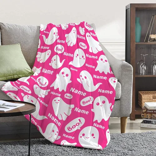 Miniatura 18 de Manta de fantasmas morados para niñas, mujeres y niños, manta ligera de forro polar espeluznante para niños, mantas de franela suave, decorativas