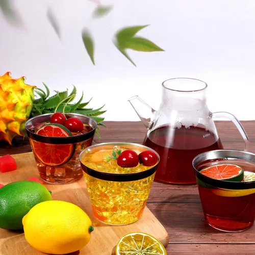 Miniatura 5 de Lounsweer 100 piezas de vasos de plástico con borde de 9 onzas, vasos de cóctel transparentes para boda, vasos de vino desechables resistentes