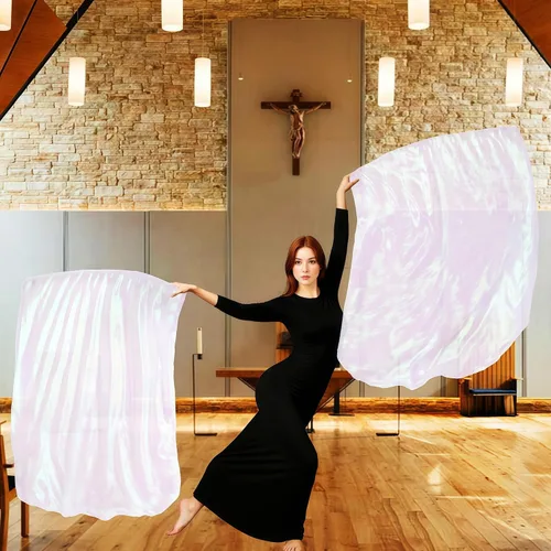 Miniatura 6 de Baisdan Banderas de adoración de 55 pulgadas para adolescentes, bandera de baile de alabanza para principiantes, banderas de iglesia con varillas