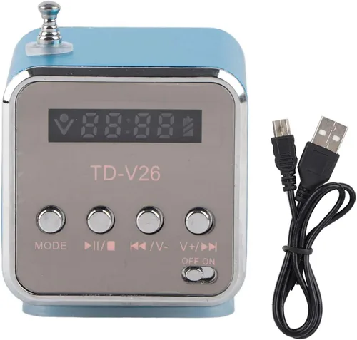 Miniatura 4 de Altavoz de radio FM portátil, MP3 MP4 estéreo digital, reproductor de música, soporte para tarjeta TF, disco USB, batería de 600 mAh, mini altavoz