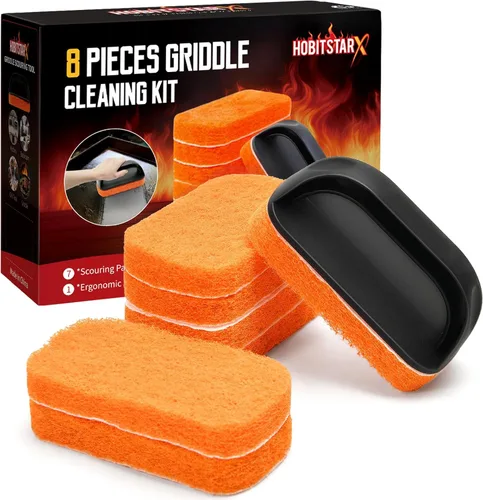 Miniatura 10 de Ladrillo de piedra de limpieza de plancha, paquete de 5 con mango ergonómico, bloque de piedra pómez natural para piedra negra, plancha superior Gris