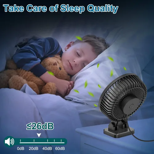 Miniatura 7 de JZCreater Ventilador de escritorio USB, mini portátil, refrigeración de mesa de escritorio de 3 velocidades, alimentación de enchufe, viento fuerte