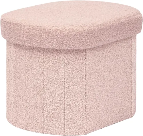 Miniatura 17 de B FSOBEIIALEO Otomana de Almacenamiento para Dormitorio, Reposapiés Otomano Plegable de Almacenamiento Boucle, Cubo Otomano Plegable Pequeño de Beige