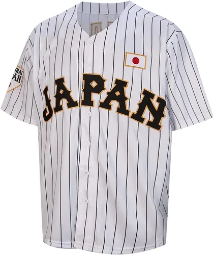 Miniatura 4 de Mens Ohtani 16# Stitched Japón Baseball Jerseys Blanco Negro Pinstriped Camisas