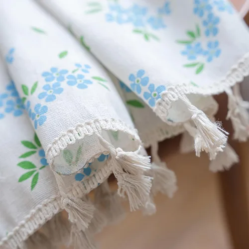 Miniatura 7 de ENJOYBRIDAL - Cortinas azules florales de 63 pulgadas, juego de 2 paneles, cortinas semi transparentes, cortinas cortas para sala de estar, bolsillo