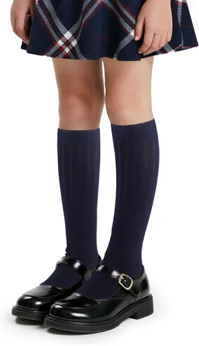 Miniatura 7 de Cotton Day - Pack de 3 pares de calcetines de rodilla alta para niños y niñas, unisex, para uniforme escolar y vestido, punta sin costuras, negro