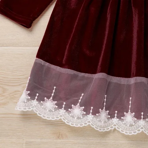 Miniatura 5 de IBTOM CASTLE Vestido tutú de terciopelo para niñas, vestido de princesa de manga larga para otoño, invierno, boda, concurso, comunión, formal