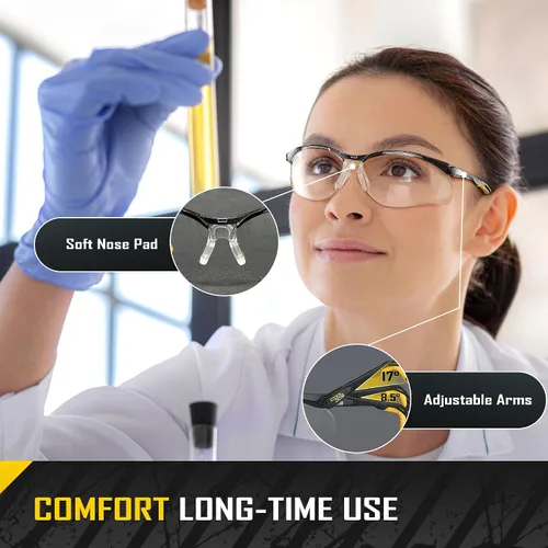 Miniatura 4 de COOLJOB Gafas de seguridad antivaho con lente transparente antiarañazos, ANSI Z87.1. Gafas de protección contra impactos y UV con tapones de oído