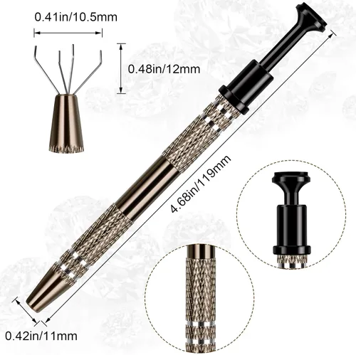 Miniatura 3 de ANCIRS Herramienta de recogida de 4 garras de acero inoxidable para recolección de piezas pequeñas, agarrador de 4 puntas para objetos pequeños