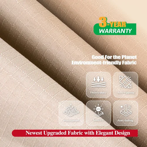 Miniatura 3 de F&J Outdoors Funda impermeable resistente a los rayos UV para silla de patio de asiento profundo, silla de comedor, 35" de ancho x 39" de Beige
