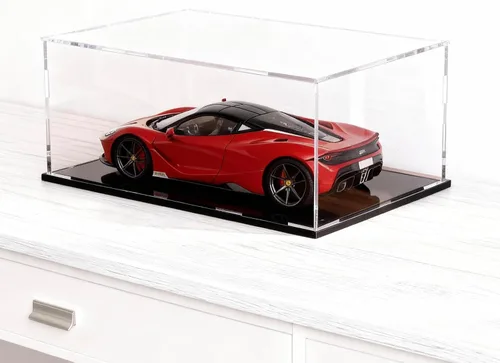 Miniatura 23 de Vitrina de acrílico con base negra, caja de exhibición de acrílico transparente de autoensamblaje con tapa, 6 pulgadas (largo y ancho) x 7.8 Negro