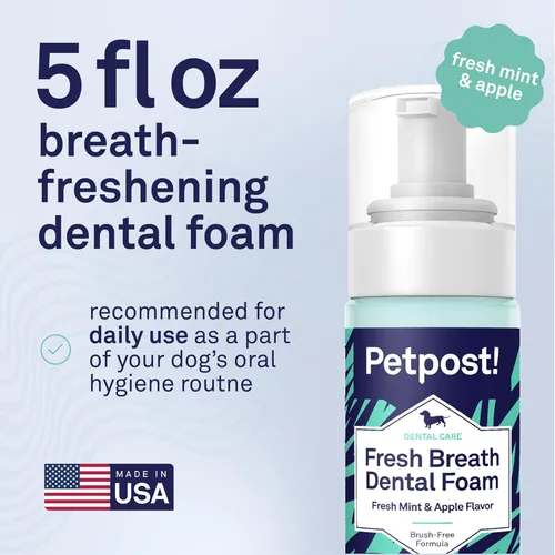 Miniatura 6 de Petpost Fresh Breath Foam for Dogs - Solución dental con sabor a menta y manzana que elimina el mal aliento - Tratamiento de limpieza dental