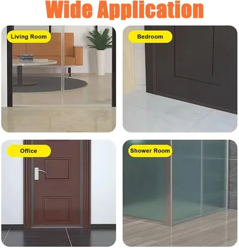 Miniatura 7 de Dstorelhp Burletes mejorados, tapón de puerta sin residuos, tira de sellado de silicona para puertas, ventanas y ducha, transparente, 16.4 pies