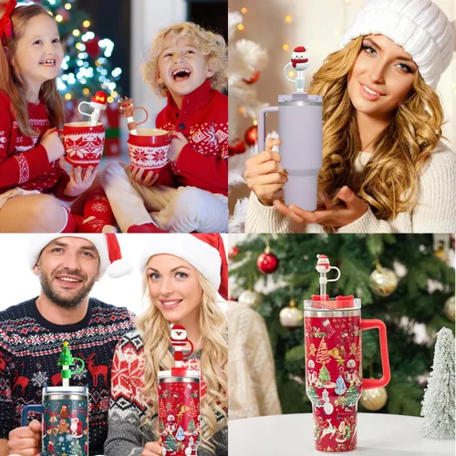 Miniatura 7 de Stanley Cup30 y 40 onzas, 8 cubiertas de popote de Navidad de 0.4 pulgadas para Stanley, accesorios para copas Stanley, a prueba de polvo
