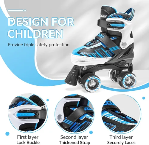 Miniatura 3 de Patines de ruedas para niñas y niños de 4 a 12 años, patines ajustables para niños pequeños de 4 tamaños, ruedas iluminadas para principiantes