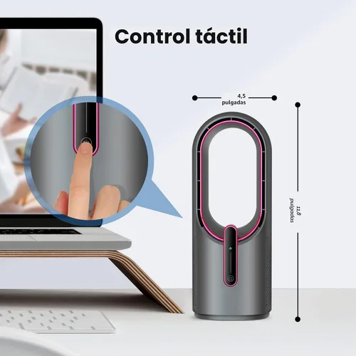 Miniatura 4 de KONSIDEN Ventilador de escritorio sin aspas, ventilador de oficina de 11.8 pulgadas, pequeño, silencioso, ajuste de 3 velocidades, control táctil