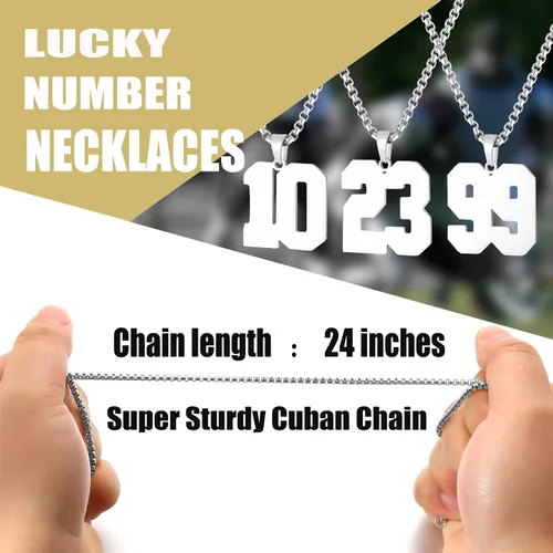 Miniatura 6 de SKQIR Number Necklace for Men Black Baseball Jersey Number Pendant for Boys Athletes Number Chain Pandent for Boys Sport Stainless Steel necklace