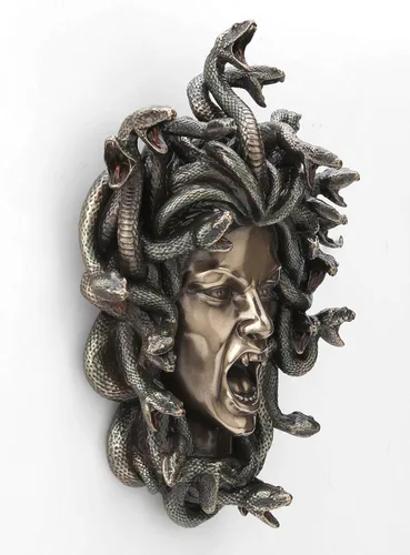 Miniatura 2 de Veronese Design Placa de pared griega de cabeza de Medusa de 7 1/4 pulgadas, resina fundida en frío, acabado de bronce antiguo, escultura de pared