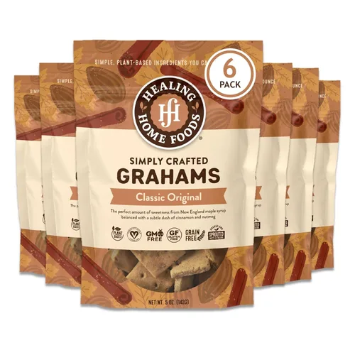 Miniatura 10 de Healing Home Foods Galletas Graham clásicas horneadas, sin gluten, hechas con harina de almendras, jarabe de arce orgánico y canela orgánica