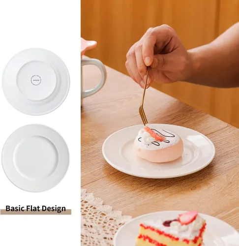 Miniatura 4 de 18 platos de postre de porcelana de 6 pulgadas, platos de cena pequeños para aperitivos, juegos de vajilla redondos, resistentes a los arañazos