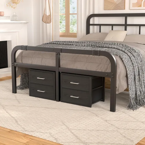 Miniatura 9 de BOLUO Cajones de Almacenamiento Apilables Organizadores de Armario y Almacenamiento de Tela Negro Cómoda de 2 Cajones para Dormitorio Moderno