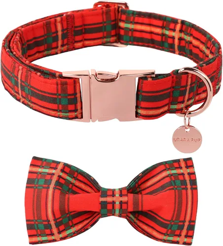 Miniatura 34 de Collar de Navidad para perro con pajarita, collar de Navidad para cachorros, hembras, machos, perros o gatos, collares con lazo con hebilla de metal