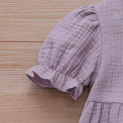 Miniatura 6 de Simple Frock - Vestido casual de lino con volantes para bebés y niñas pequeñas, ropa para niños, falda sólida, vestido de verano para niñas 4t