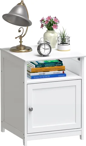 Miniatura 5 de SHW Mesa auxiliar con cajón de almacenamiento, mesa auxiliar compacta para sala de estar, dormitorio u oficina, arce
