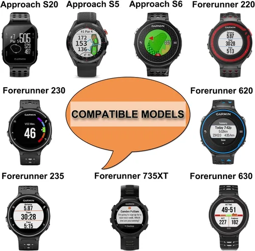 Miniatura 2 de honecumi Correa de repuesto para Garmin Forerunner 235, compatible con Garmin Forerunner 220/230/235/620/630/735XT, correas para reloj de golf