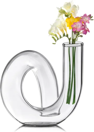 Miniatura 9 de Joeyan Jarrón pequeño de cristal negro hecho a mano, florero decorativo geométrico de cristal para centros de mesa modernos del hogar, sala