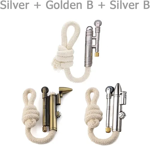3 piezas de encendedor de cuerda resistente al viento Sailors Trench Vintage Lighter WWII Encendedores portátiles de supervivencia para campamento