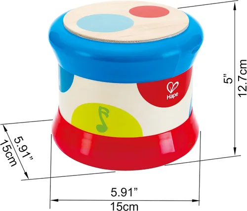 Miniatura 4 de Hape Tambor para bebé Colorido tambor rodante, instrumento musical de juguete para niños pequeños, aprendizaje de ritmo y sonido, funciona