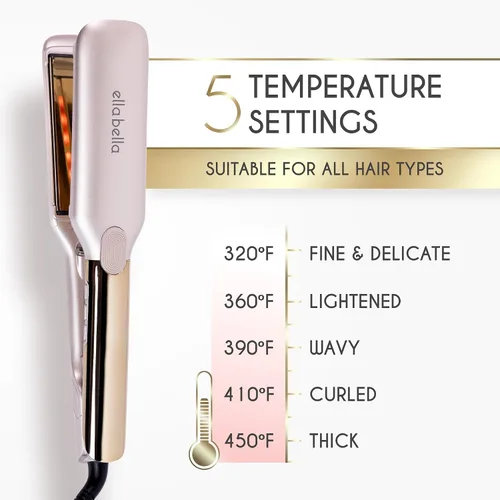 Miniatura 6 de ELLA BELLA® Plancha plana de titanio para alisar el cabello (con infrarrojos) • Plancha profesional para alisar el cabello • Pantalla digital