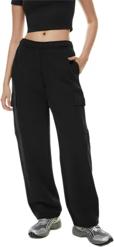 QIBABU Pantalones deportivos tipo cargo de forro polar para mujer, estilo casual, holgados, pierna ancha, pantalones deportivos con parte inferior